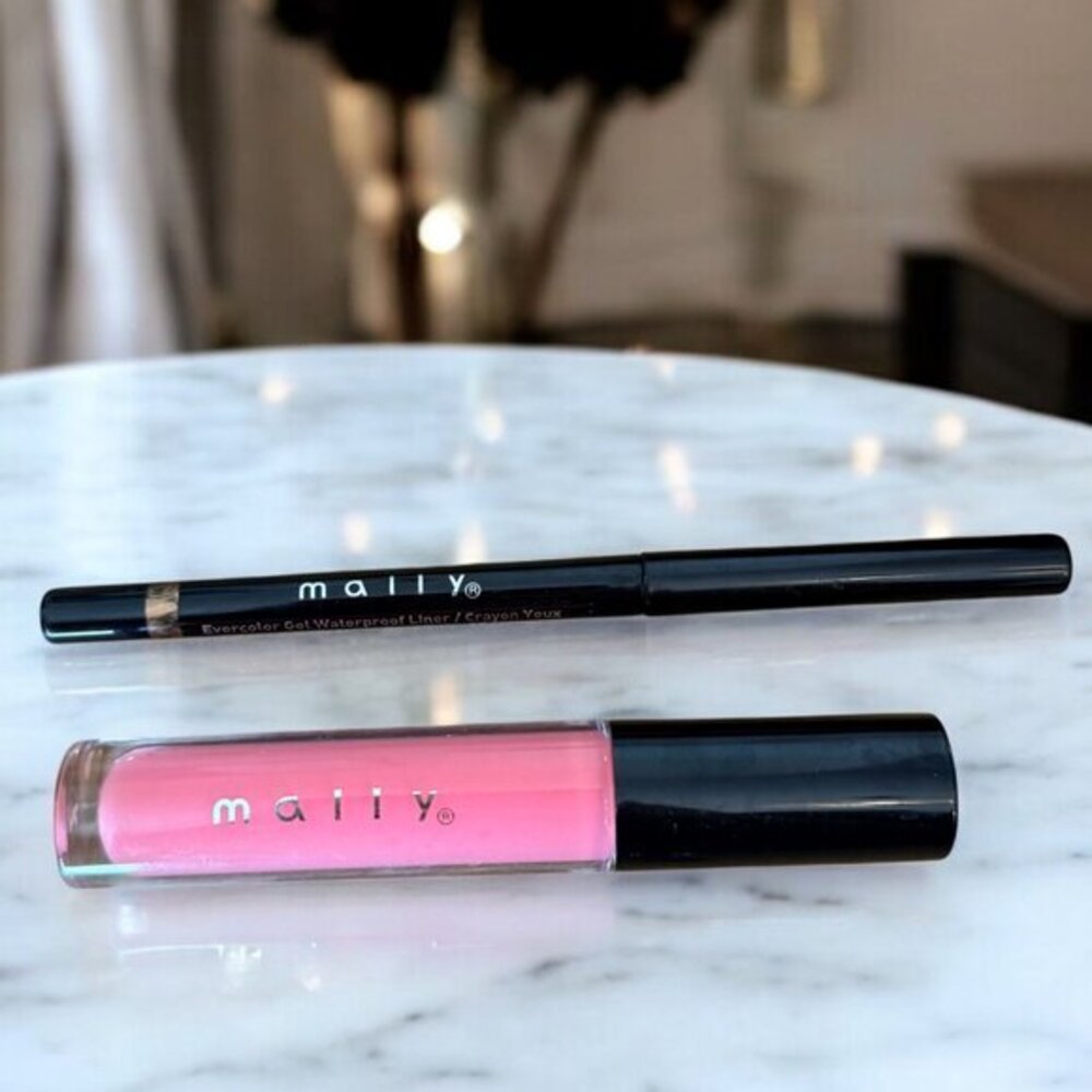 Mally Beauty Makeup Lot Bundle WaterProof Eyeliner and Lip Gloss Pinky Promise